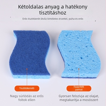 S alakú kék fa cellulóz szivacs edények tisztítására, fazekak dörzsölésére és törlésére, vastagított és rendkívül nedvszívó