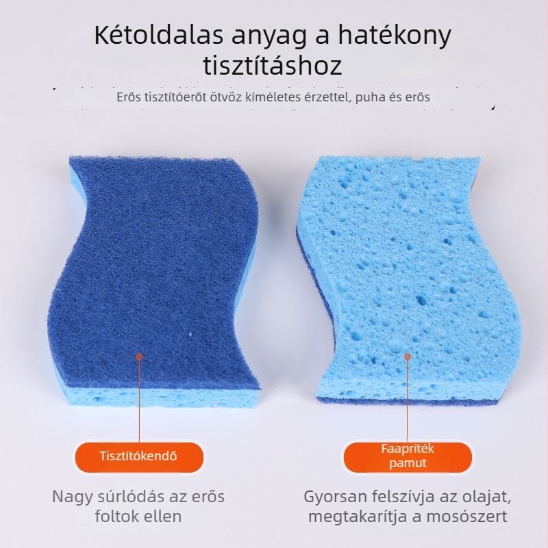 S alakú kék fa cellulóz szivacs edények tisztítására, fazekak dörzsölésére és törlésére, vastagított és rendkívül nedvszívó