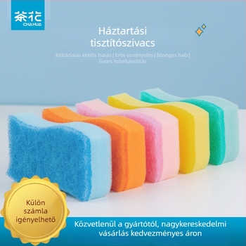 Camellia kétoldalas tartós mosogatószivacs háztartási konyhai tisztításhoz és edényekhez való rongy