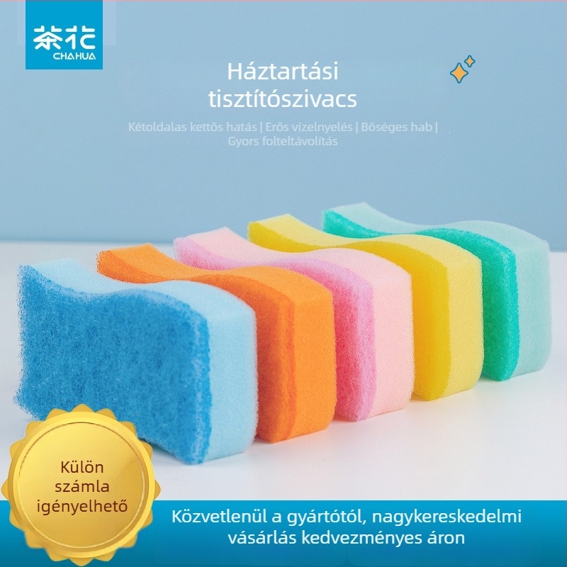 Camellia kétoldalas tartós mosogatószivacs háztartási konyhai tisztításhoz és edényekhez való rongy