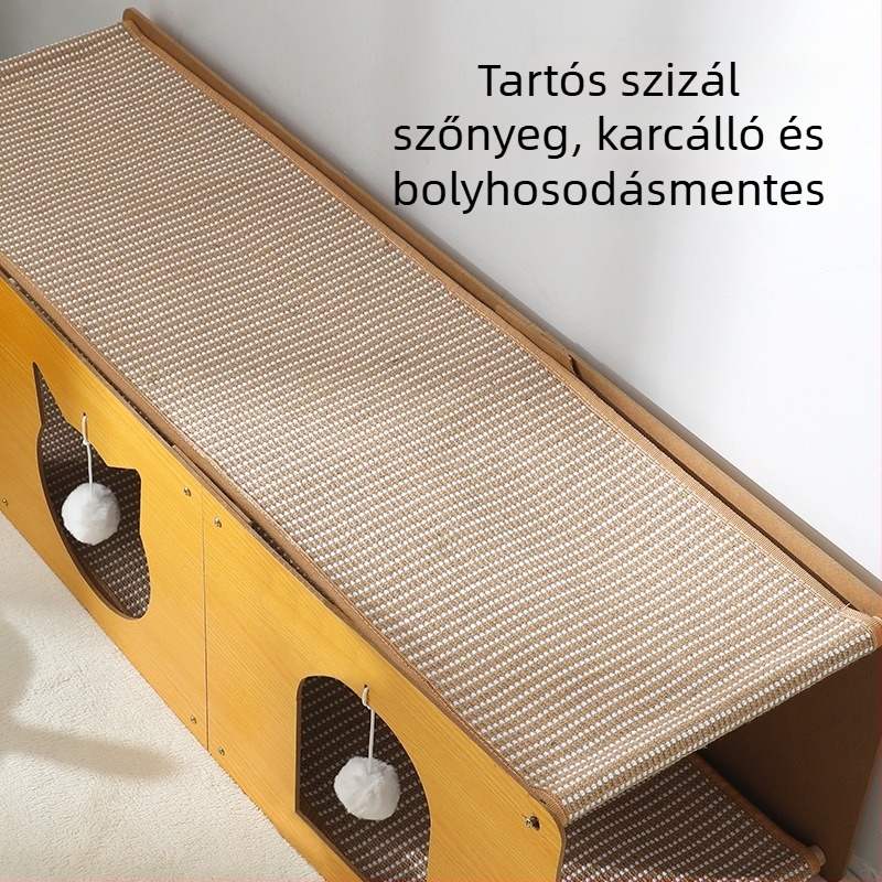Macskaalagút és cicafészek egyben, nagy méretű, karmolásálló és kopásálló alátét, rostok nélkül, egész éves kiegészítő