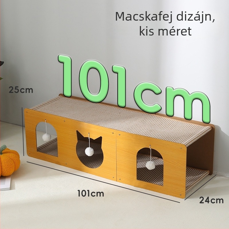 Macskaalagút és cicafészek egyben, nagy méretű, karmolásálló és kopásálló alátét, rostok nélkül, egész éves kiegészítő