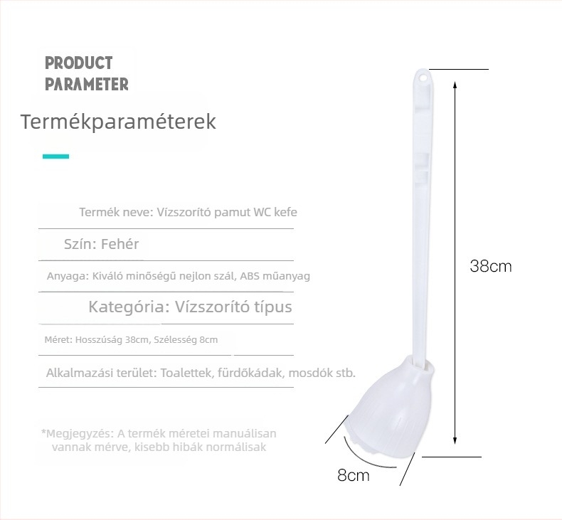 Puha sörtéjű WC-kefe fürdőszobai tisztításra