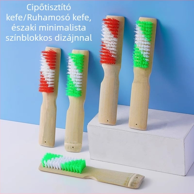 Háztartási tisztító kefe vastag bambusz fogantyúval, kemény sörtékkel, cipők, ruhák és padlók tisztítására