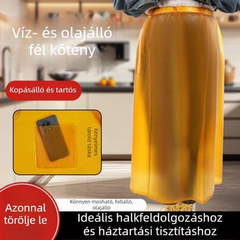 Puha bőrből készült, vízálló és olajálló konyhai kötény, tartós, uniszex, tengeri ételek előkészítésére, menzára és kőműves munkákhoz