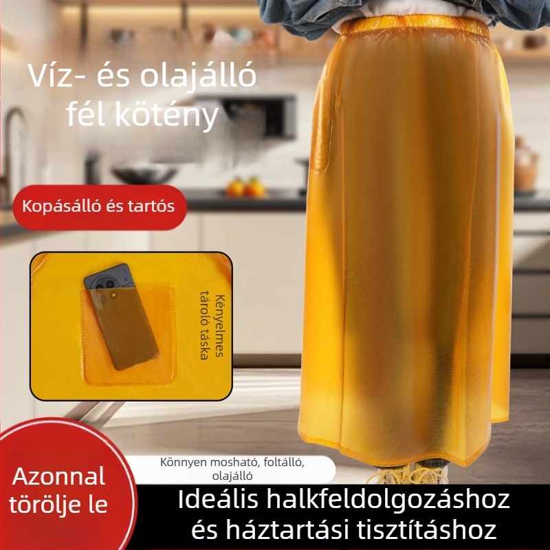 Puha bőrből készült, vízálló és olajálló konyhai kötény, tartós, uniszex, tengeri ételek előkészítésére, menzára és kőműves munkákhoz