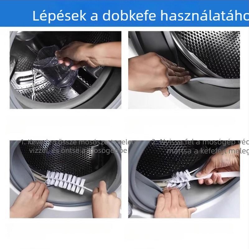 Hosszú nyelű mosógép tisztító ecset – a belső dob és a fal közötti rések tisztítására