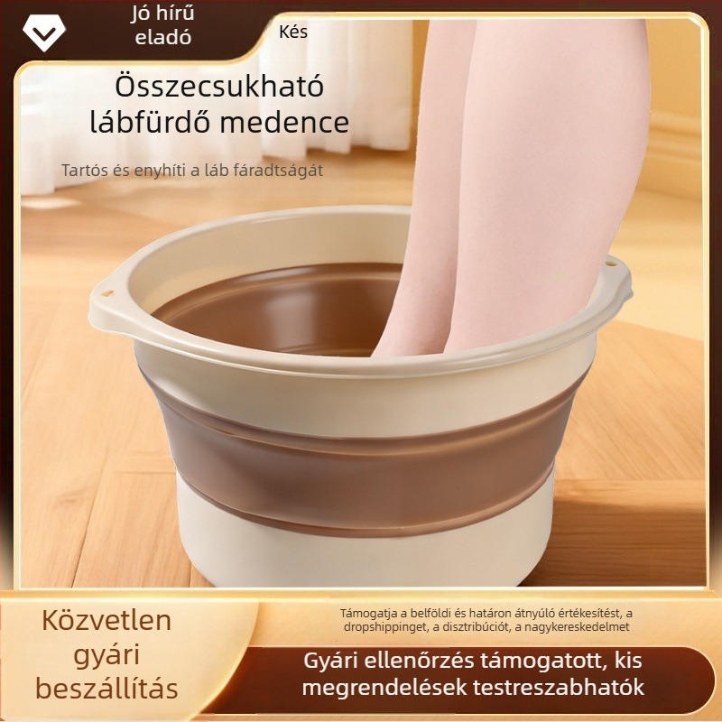 Összecsukható lábfürdő kád otthonra, utazásokhoz és kollégiumokba masszázzsal