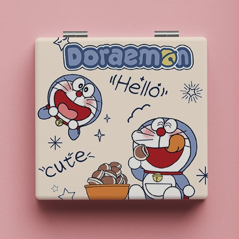Doraemon hordozható összecsukható kétoldalas tükör, kézben tartható kompakt tükör lányoknak és diákoknak