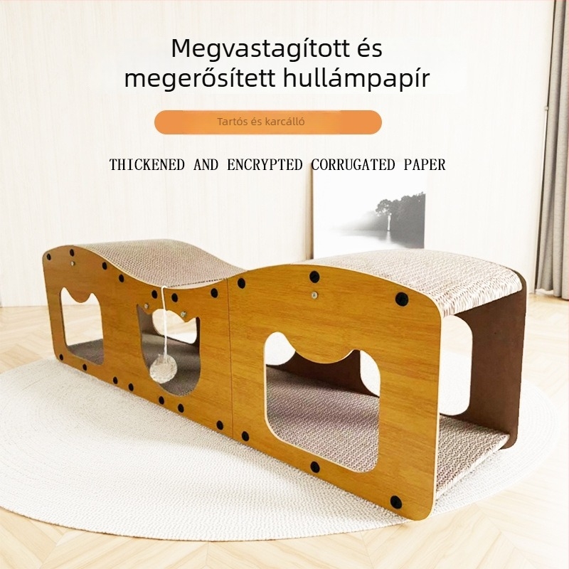 Új kreatív hullámformájú macskakarcoló deszka, tunellel és odúval — minden egyben macskajáték