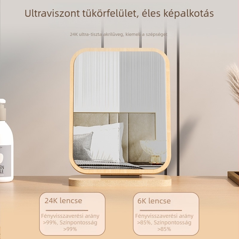 Fából készített összecsukható sminktükör, egyszerű retro stílus, asztali smink tükör otthonra és kollégiumba, kompakt és hordozható