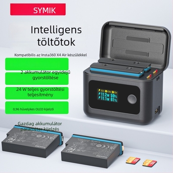 Symik X4Air töltő készlet Insta360 X4Air számára — Akkumulátor töltőtok és töltéskezelő
