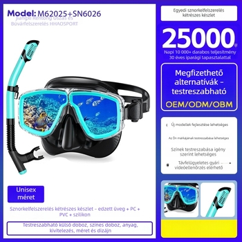 Két részes snorkel készlet száraz felső csővel, búvármaszk és szemüveg