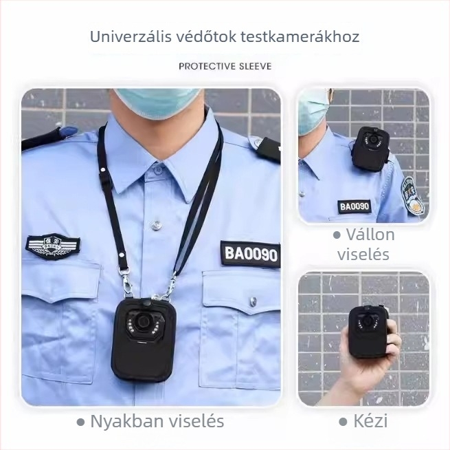 Nylon védőtok rekorderhez, bőrtokkal, hordozható, vízálló és porálló, nyakpánttal