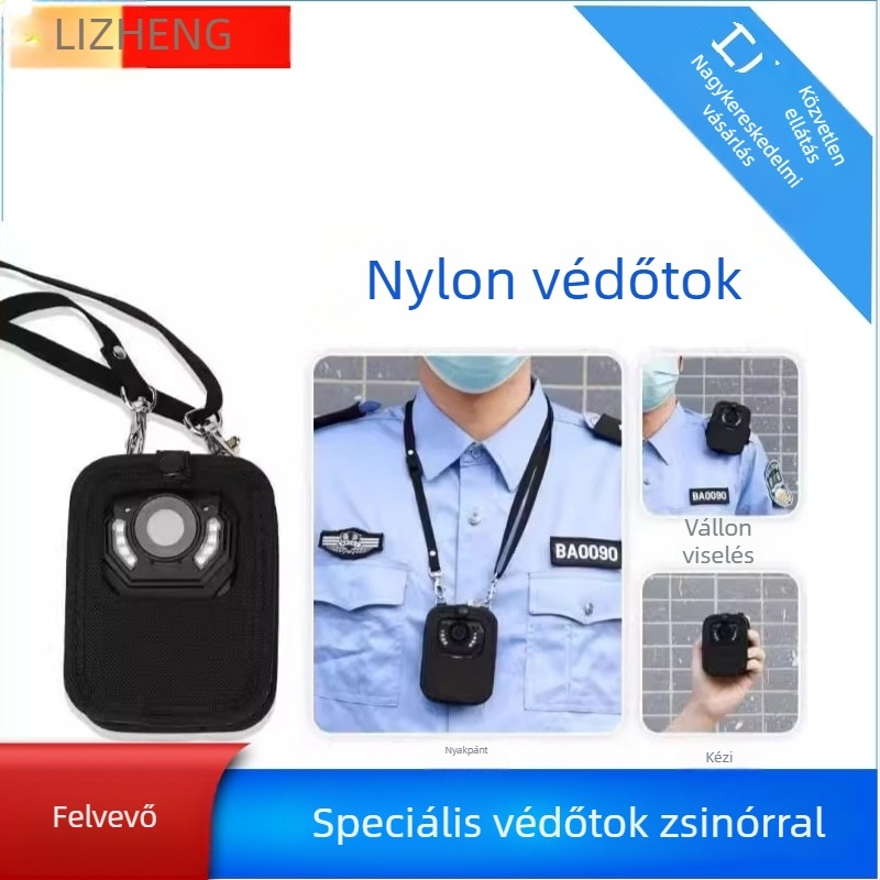 Nylon védőtok rekorderhez, bőrtokkal, hordozható, vízálló és porálló, nyakpánttal