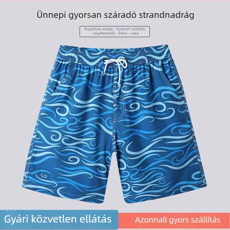 Férfi strandnadrág, nyári gyorsan száradó úszónadrág, lazább fazon, tengerparti szörf és vízi sportokra