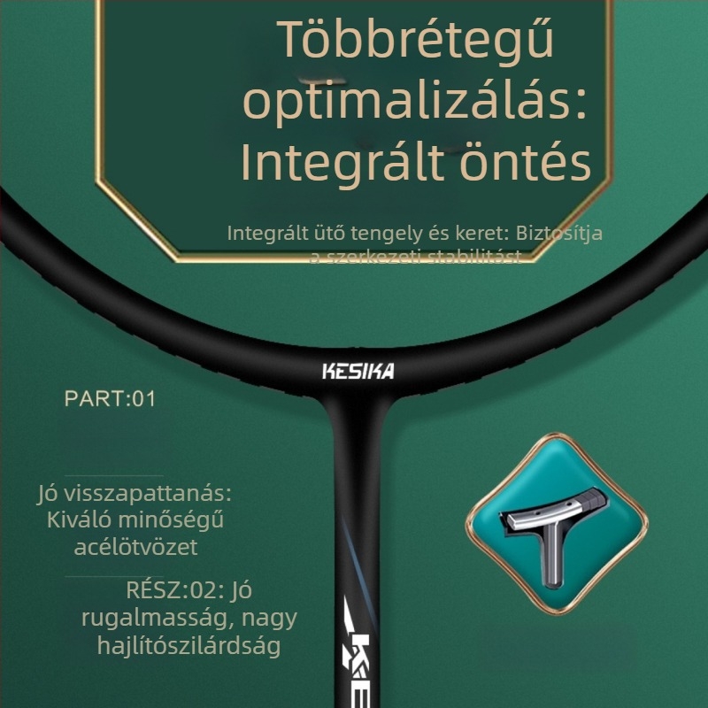 Koska K2100 egyrészes tollaslabdaütő, tartós kétütős készlet, 3 tollaslabdát tartalmaz