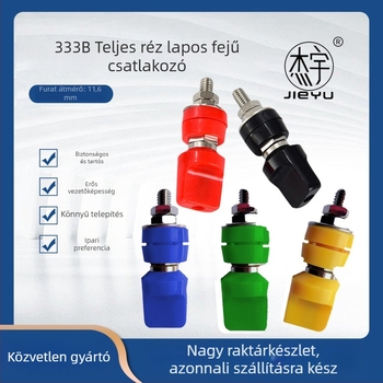 333B Terminálblokk, 6 mm-es réz rúd, sík fedelű terminál, 4 mm banán csatlakozó, 50 A nagy áram, Ø12