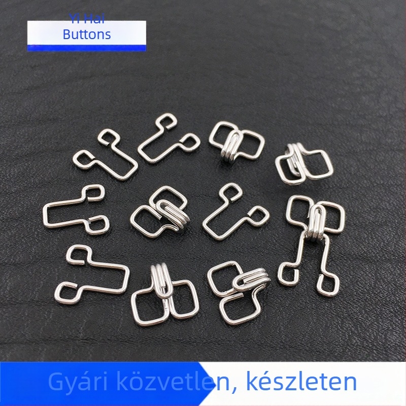 Nagykereskedelem: Új fém stílusú csat, teljesen réz, ezüstös árnyalattal, gallérhorogcsat, fehérnemű és fürdőruha kiegészítő.