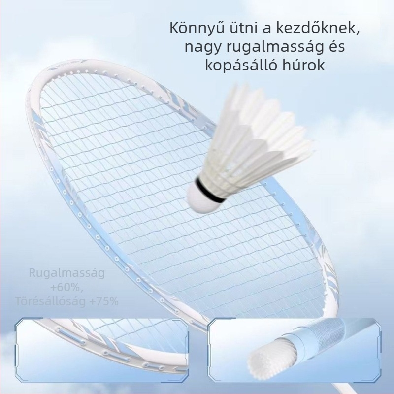Macaron színű tollaslabdaütő kezdőknek, tartós ötvözetű váz, nagy rugalmasság, támadó és védekező játékhoz