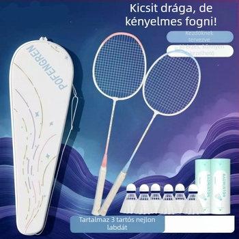 Badmintonütő, modell 7, Aurora Macaron szín, kezdőknek, tartós ötvözet-váz, nagy rugalmasság, támadás és védelem egyben.