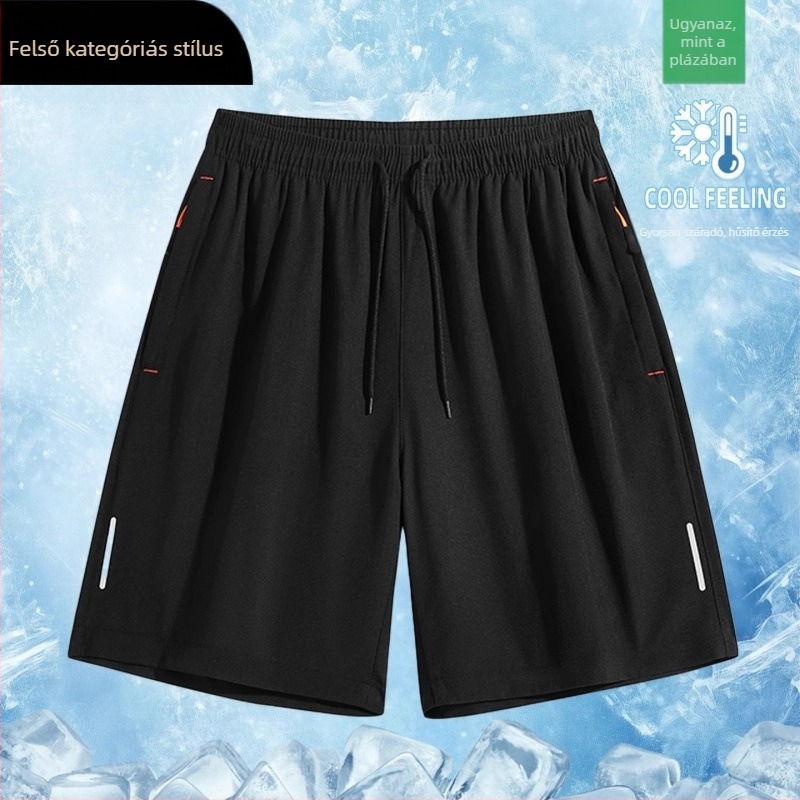 Nyári férfi rövidnadrág Ice-Silk anyagból, gyorsan száradó, lazán szabott, lélegző, mindennapi viselet