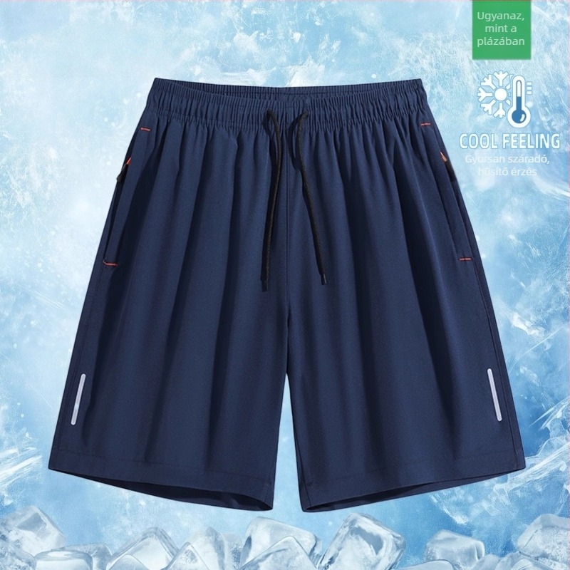 Nyári férfi rövidnadrág Ice-Silk anyagból, gyorsan száradó, lazán szabott, lélegző, mindennapi viselet