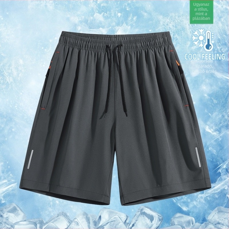 Nyári férfi rövidnadrág Ice-Silk anyagból, gyorsan száradó, lazán szabott, lélegző, mindennapi viselet