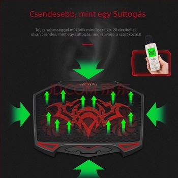 Notebook hűtő, állítható többirányú alap és fémháló