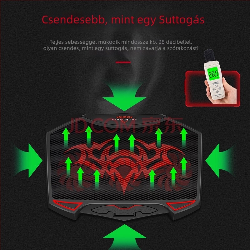 Notebook hűtő, állítható többirányú alap és fémháló