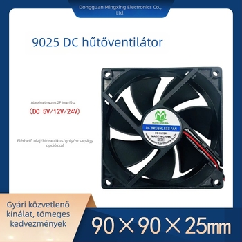 90259225 90×90×25 mm-es ventilátor 5V/12V/24V, számítógép-ház hűtése, magas hatékonyságú hőelvezetés