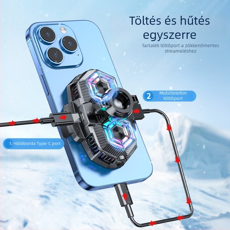 Ice Armor H5 kettős magos termoelektrikus hűtő okostelefonhoz élő közvetítéshez