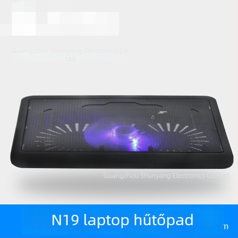 N19 noteszgép hűtőpad nagy ventilátorral, fém hálós felülettel