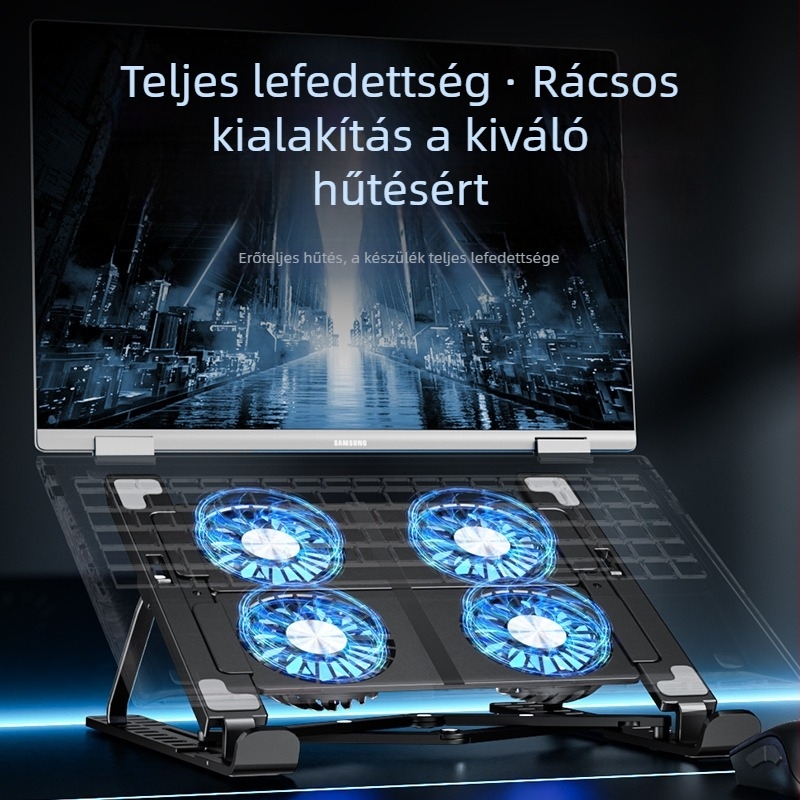 Összecsukható laptop hűtőállvány ventilátorral