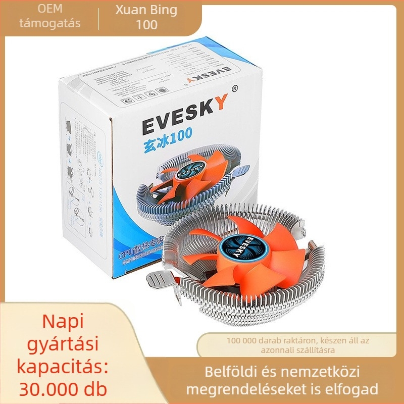 Xuanbing 100 LED CPU hűtő asztali számítógépekhez, AMD, kompatibil 1155/775 foglalatokkal, halk nyomásos CPU ventilátor