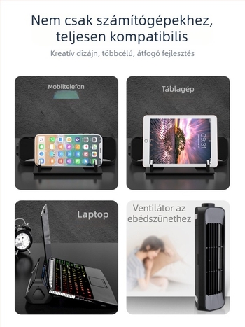 Új turbó laptophűtő univerzális állvánnyal notebookhoz, tablethez és telefonhoz