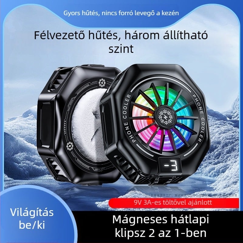 27W mágneses hátoldali telefonhűtő digitális kijelzővel, félvezetős hűtés