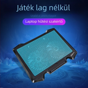 Notebooks hűtő 14–15,6 hüvelykre, kettős ventilátorral, csendes vízhűtéses alap