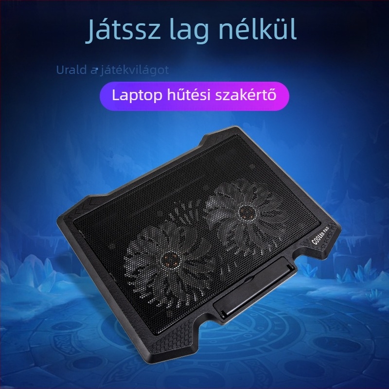 Notebooks hűtő 14–15,6 hüvelykre, kettős ventilátorral, csendes vízhűtéses alap