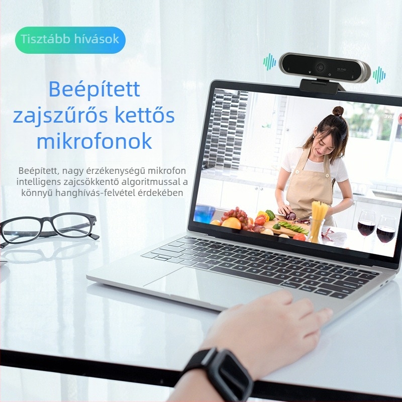 4K USB webkamera laptophoz és asztali számítógéphez, PDAF autofókusszal, meghajtó nélküli, HD minőségű kamera videókonferenciákhoz