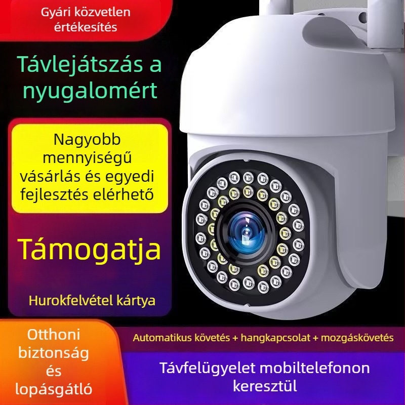 Vezeték nélküli izzóformájú megfigyelő kamera, 1080p HD, intelligens lámpa-kamera