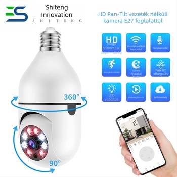 E27 izzókamera, HD, teljes szín, дупла világítás, Wi-Fi éjjellátás, megfigyelő kamera A6