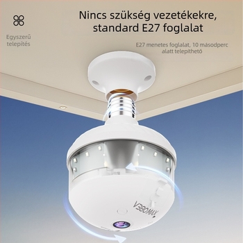 V380 Beltéri otthoni megfigyelő kamera panorámas VR fisheye objektívvel, vezeték nélküli hálózat, teljes színű éjjellátás, HD monitor