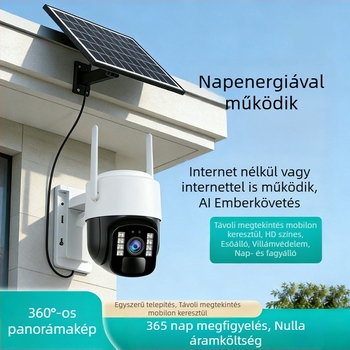 Xiaoying napelemes kültéri megfigyelő kamera, 4G, Ultra HD, Internet nélkül, áram nélkül