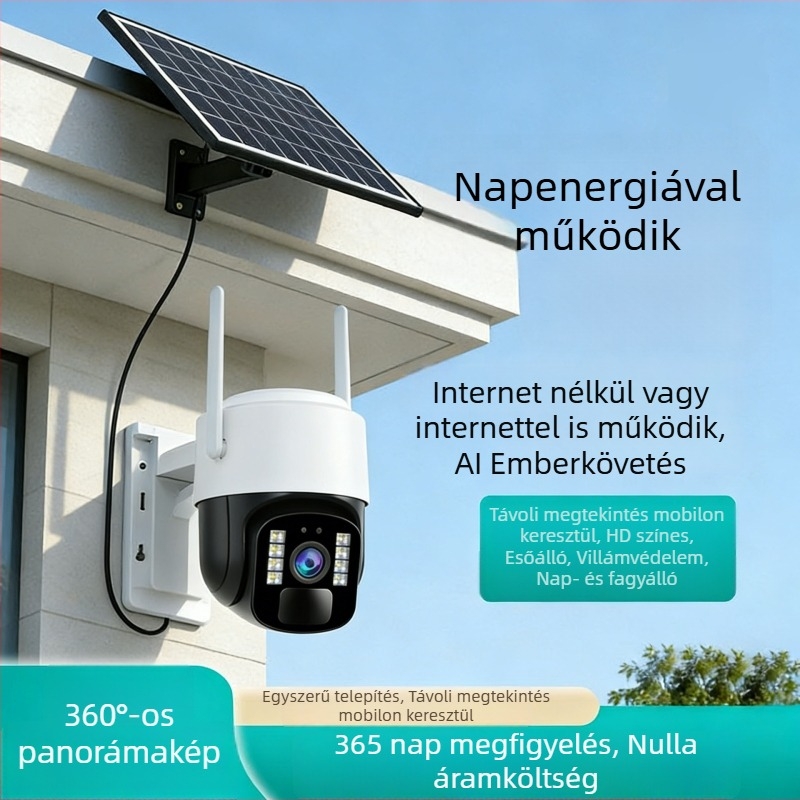 Xiaoying napelemes kültéri megfigyelő kamera, 4G, Ultra HD, Internet nélkül, áram nélkül