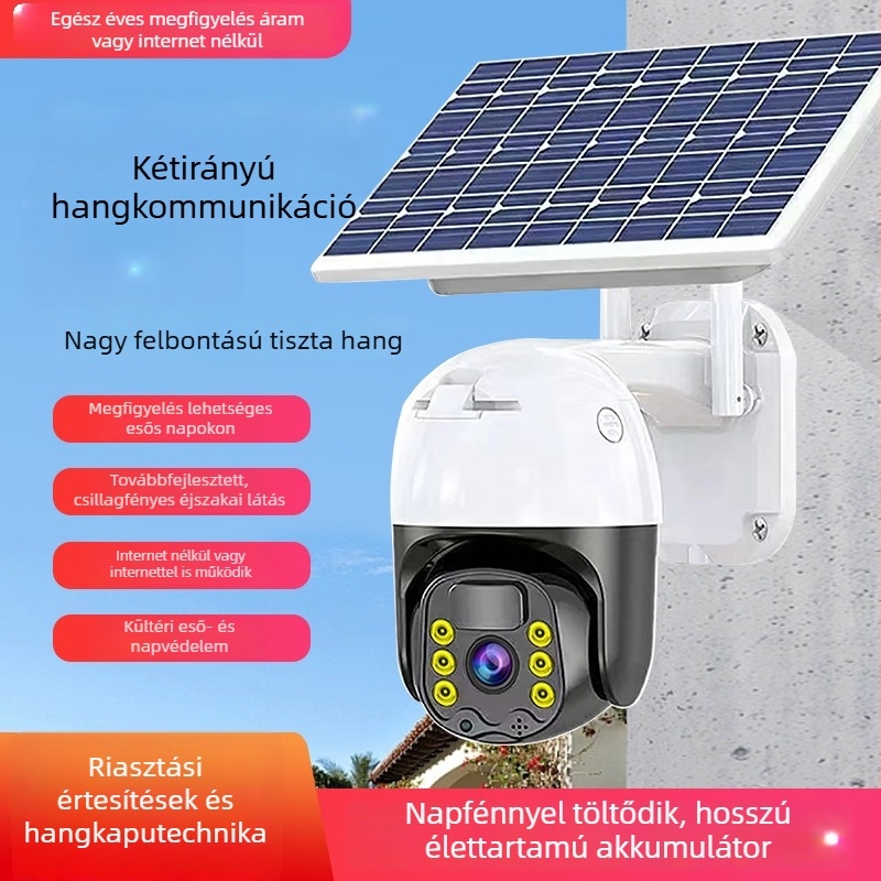 Xiaoying napelemes kültéri megfigyelő kamera, 4G, Ultra HD, Internet nélkül, áram nélkül