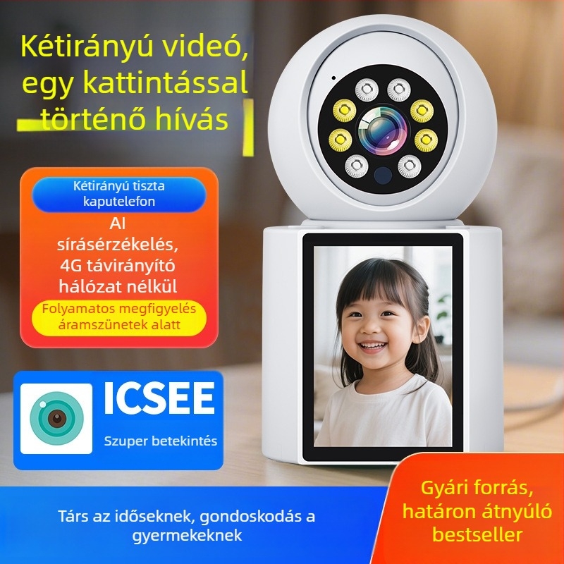 Okos kétirányú videómonitor kamerával, otthoni videóhívás funkcióval, babafigyelő