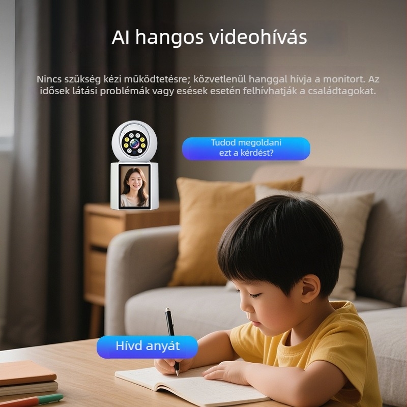 Okos kétirányú videómonitor kamerával, otthoni videóhívás funkcióval, babafigyelő