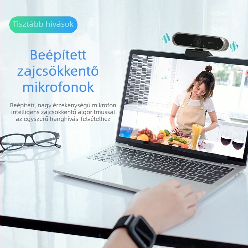 4K USB webkamera online oktatáshoz beépített mikrofonnal és 2D zajcsökkentéssel