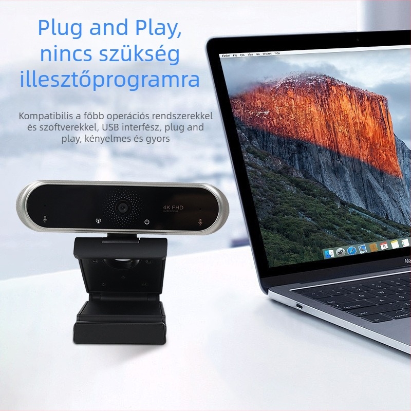 4K USB webkamera online oktatáshoz beépített mikrofonnal és 2D zajcsökkentéssel